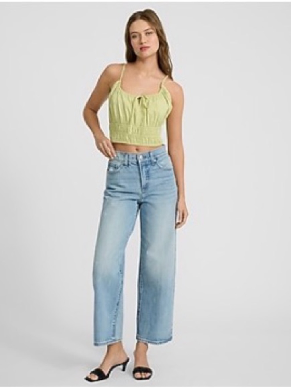 Express Scoop Neck Smocked Tie Front Cami 🍋‍🟩